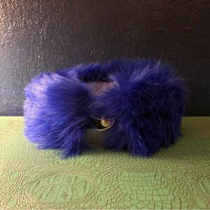 Sapphire blue rabbit fur collar/scarf with gold snap closure